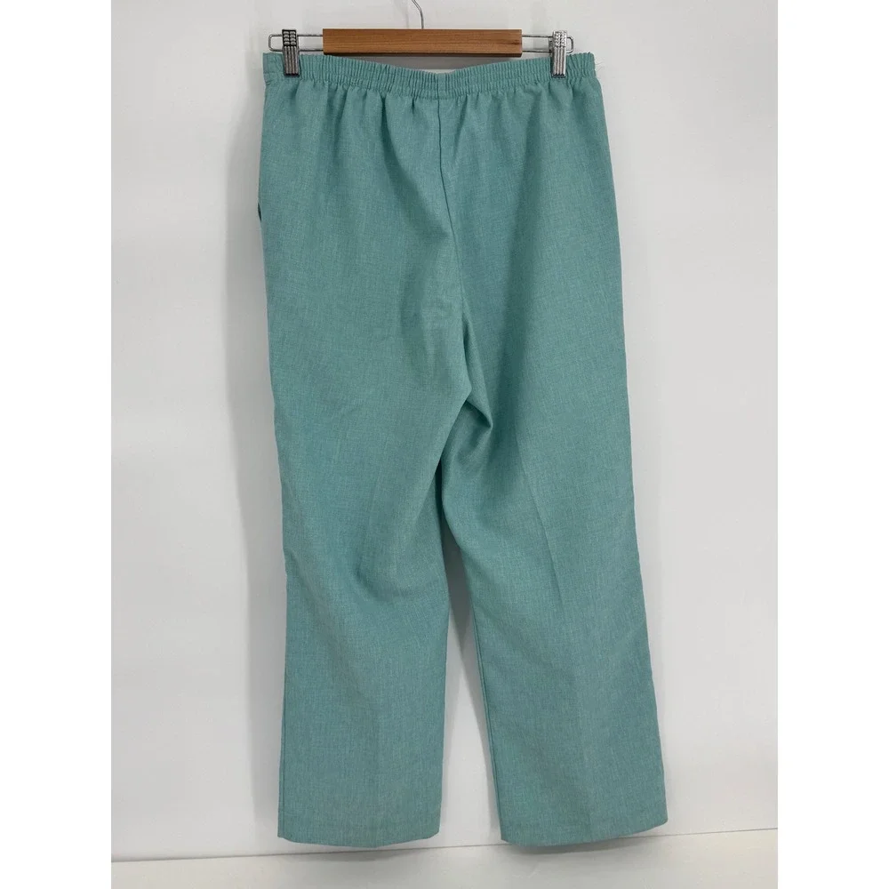 Alfred Dunner Womens Sz 10 Seafoam Green Textured Pull On Straight Leg Pants